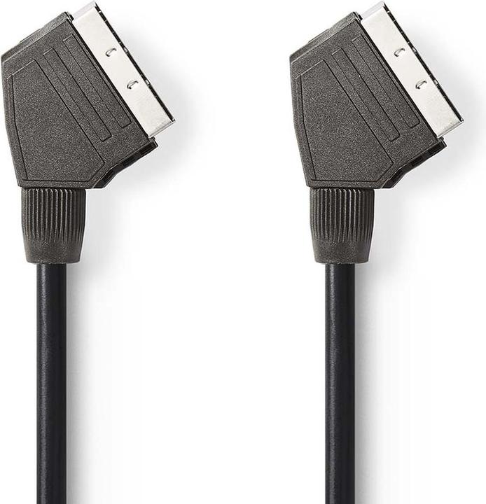 Nedis SCART cable | SCART plug | SCART plug | nickel-plated | 480p | 1.50 m | round | PVC | black (1.50 m, Scart)