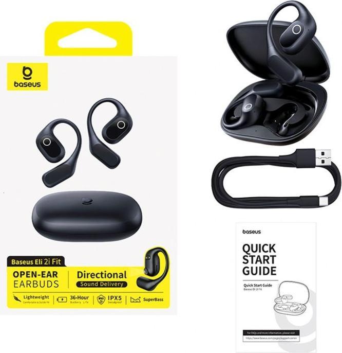 Actual product image Baseus Słuchawki zauszne Eli 2i Fit OWS sportowe - czarne (11 h, Wireless)