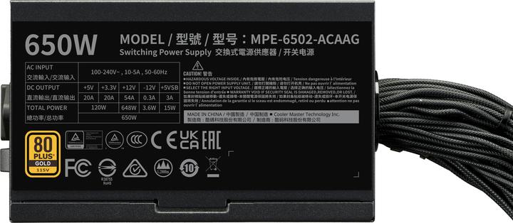 Produktbild Cooler Master CoolerMaster Netzteil MWE 650W V3 NM FR Gold (650 W)