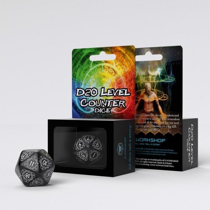 Actual product image Q Workshop 20LEV05 - D20 Level Counter black & white Die (1)
