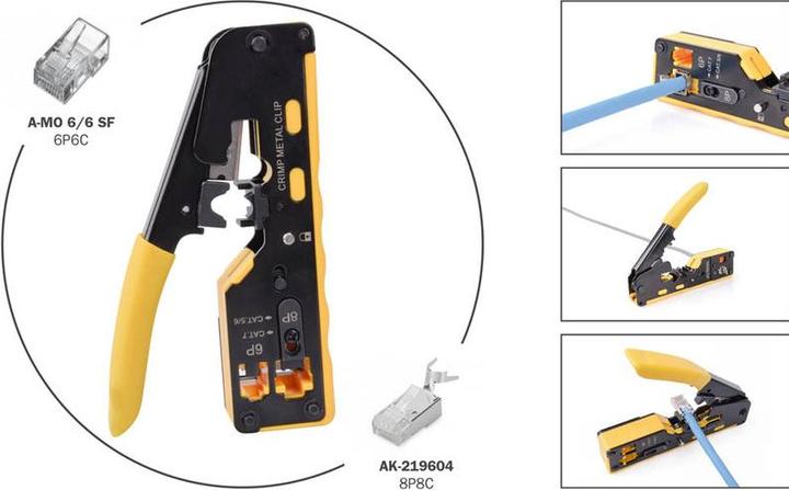 Actual product image Digitus Multimodular crimping tool Pass through suitable for 6P, 8P, CAT 7, EZ 8P8C connectors (25 mm)