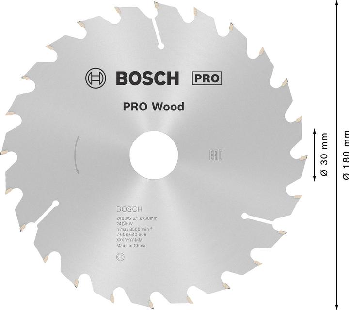 Actual product image Bosch Professional Zubehör PRO Wood circular saw blade, 180 x 2.6 x 30 mm