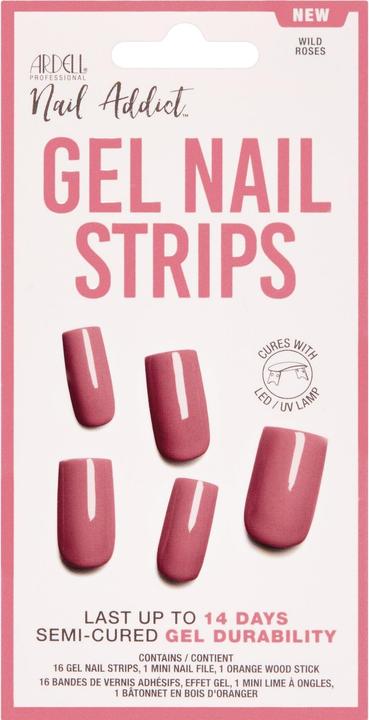 Ardell Nail Addict Gel Nail Strips Wild Roses 16 Stk (Artificial nails, Rose)