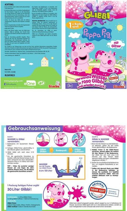 Produktbild Simba Glibbi Peppa Wutz (945 ml, Badeperlen)