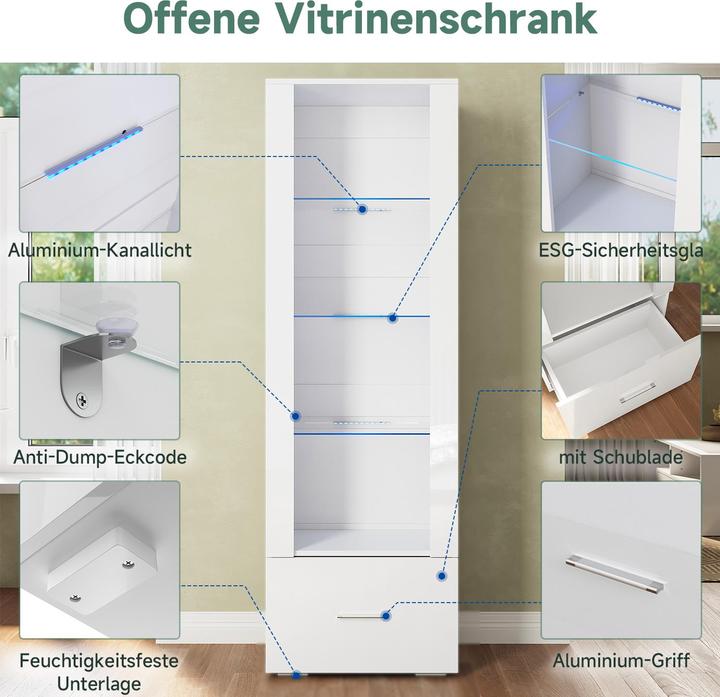 Produktbild SONNI Vitrine (55 x 35 x 172 cm)