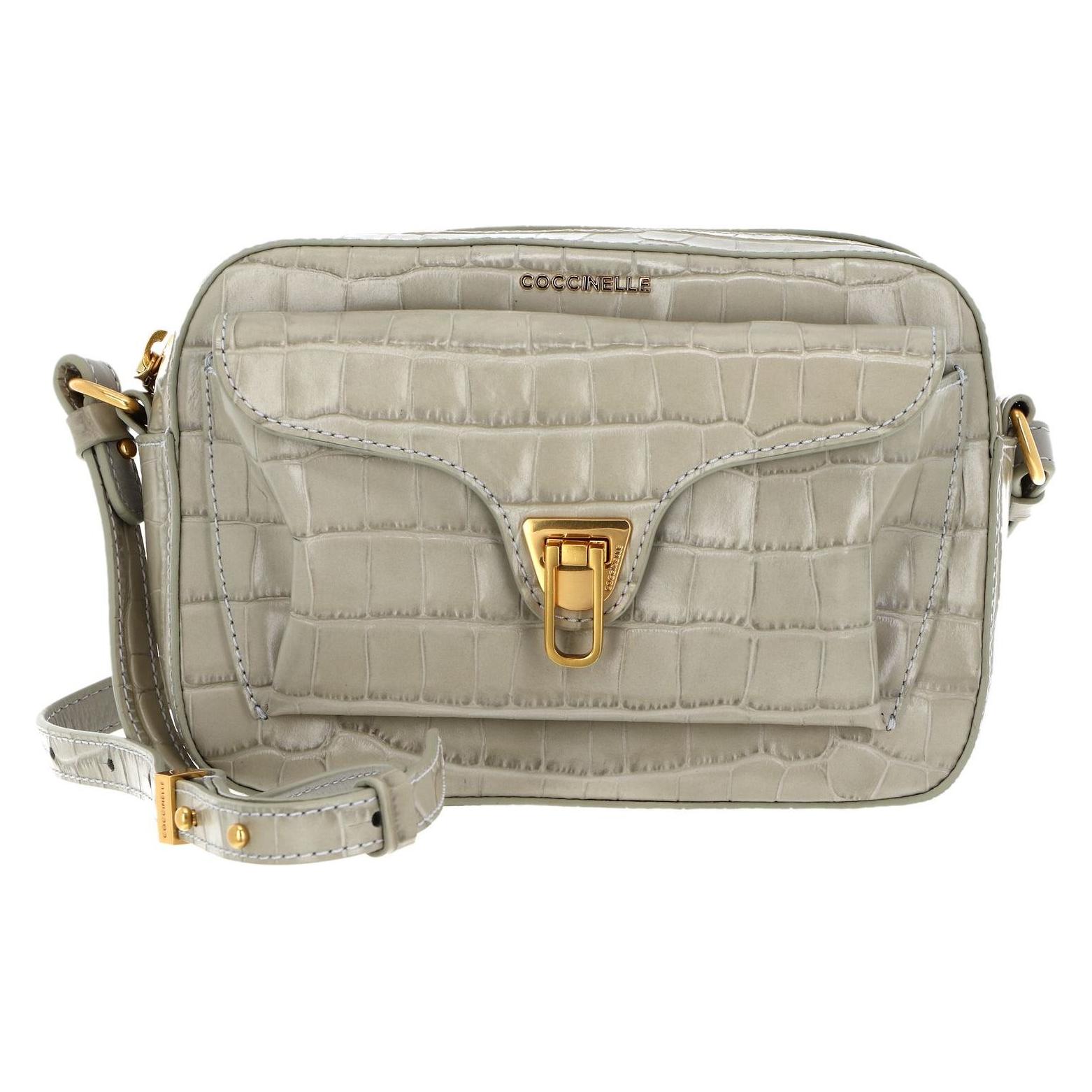 Coccinelle, Damen, Handtasche, Beat Croco Shiny Soft Crossover Bag, Beige