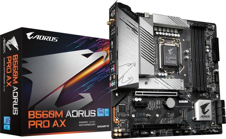 Actual product image Gigabyte B560M AORUS PRO AX - 1.0 - Motherboard - micro ATX - LGA1200 socket - B560 - USB (LGA 1200, Intel B560 Express, mATX)