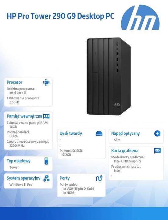 Produktbild HP Computer 290 Tower G9 i5-14400 512GB/16GB/W11P (Intel Core i5-14400, 16 GB, 512 GB)