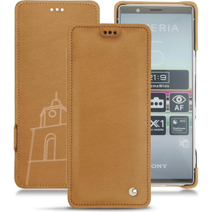 Noreve Lederschutzhülle horizontal (Sony Xperia 5), Smartphone Hülle, Braun