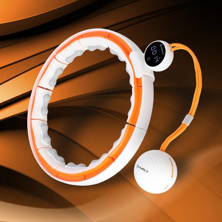 Image du produit HMS Hhm21 Hula Hoop Blanc/Orange Avec Aimants Tpe Patte Et Poids + Compteur (90 cm, 800 g)