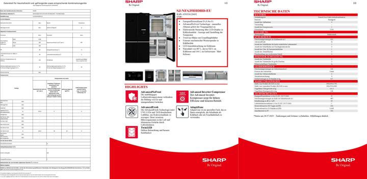 Actual product image Sharp SJ-NFA35IHDBD-EU (487 l)
