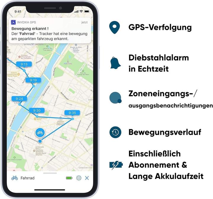 Immagine prodotto Invoxia Localizzatore GPS antifurto per bici con abbonamento incluso e batteria a lunga durata