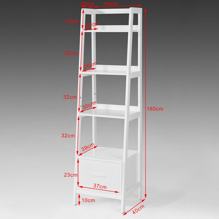 Immagine prodotto SoBuy Scaffale a scaletta bianco (44 x 20 x 160 cm)