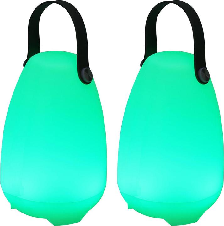 Actual product image ProGarden Set of 2 rechargeable table lamps with 4 light modes in white & 16 RGB colours, 20.5cm, IP44