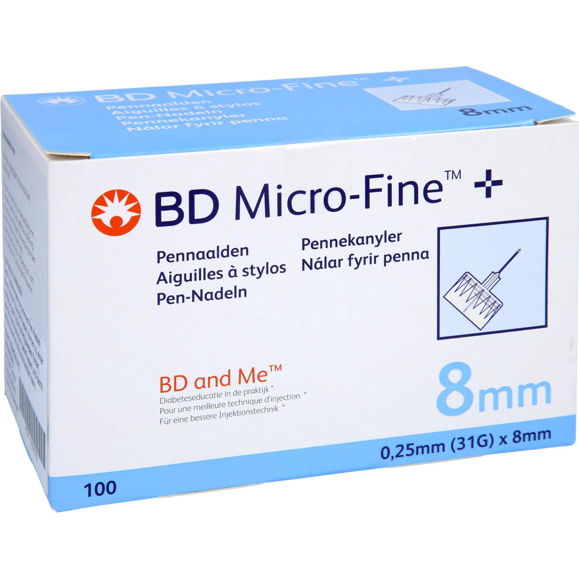 BD, Praxisbedarf, Micro-Fine + 8 Nadeln 100x0,25x8mm, 100 St KAN