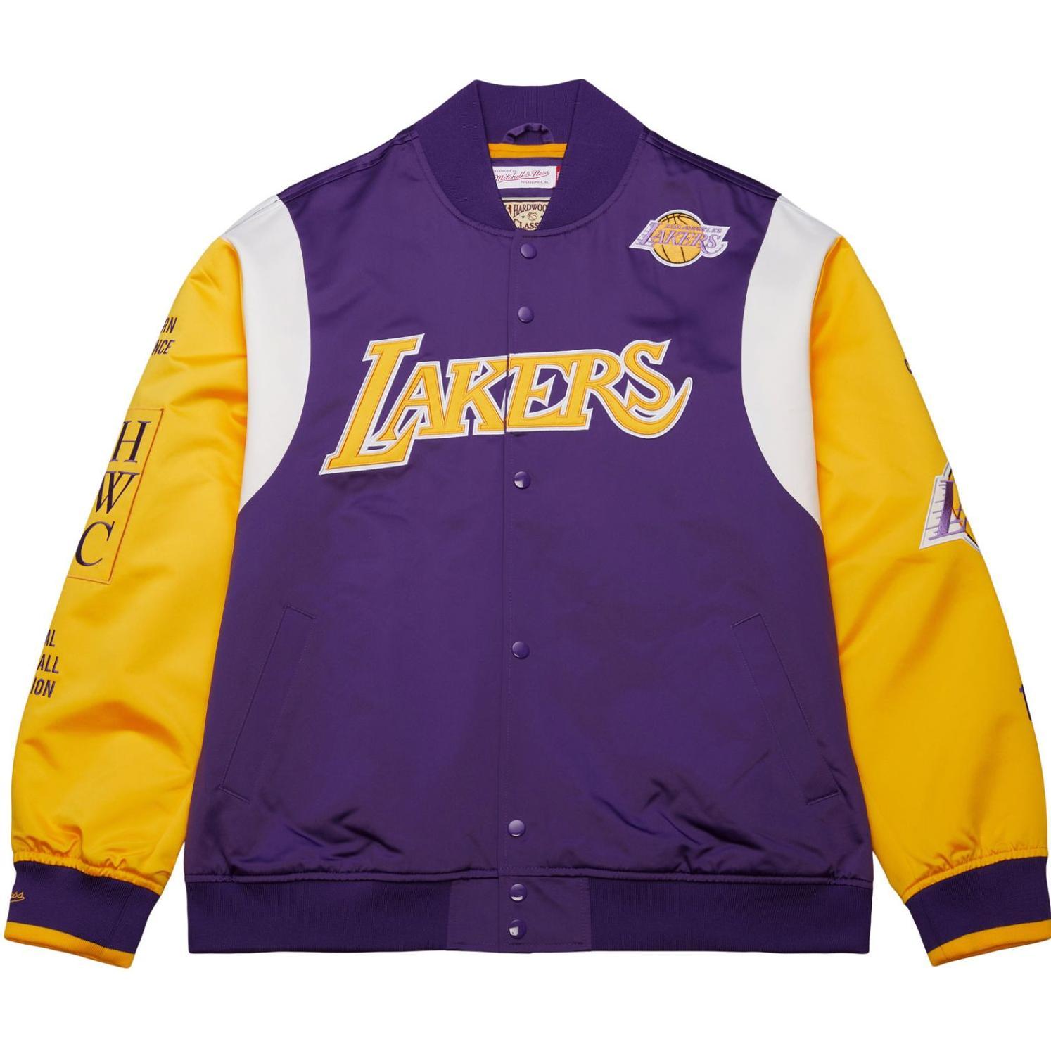 Mitchell & Ness, Herren, Jacke, M&N Heavyweight Satin Jacket NBA Los Angeles Lakers - L (L), Violett, L