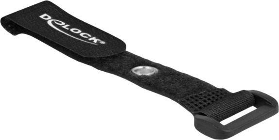 Actual product image Delock Velcro cable tie with loop and fixing eye L 150 x W 20 mm black 5 pieces (Velcro cable ties, 150 mm, 5 pcs.)