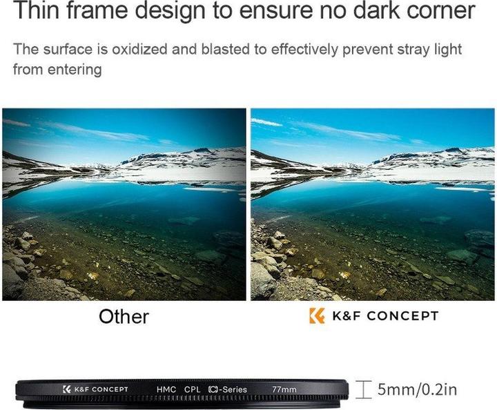 Immagine prodotto K&F Concept Filtro polarizzatore circolare 55MM Ultra-Slim 18 Rivestimenti multistrato (Serie C) (55 mm, Filtri polarizzanti)