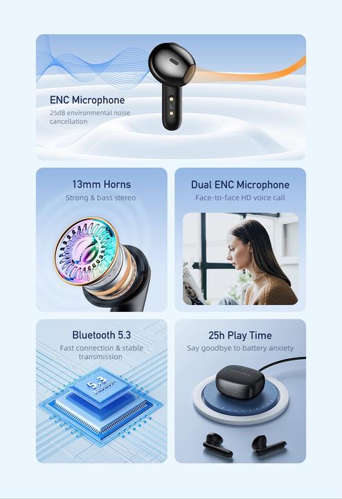 Actual product image Awei słuchawki Bluetooth 5.3 T66 TWS + stacja dokująca czarny/black (ANC, 5 h, Wireless)