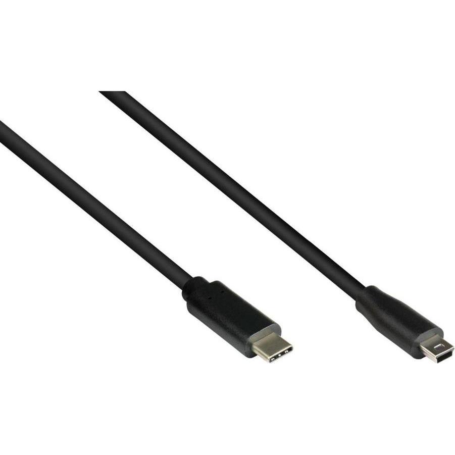Varia Anschlusskabel USB 2.0, USB-C Stecker an Stecker Mini B 5-pin, schwarz, 5m (5 m, USB 2.0), Cavo USB
