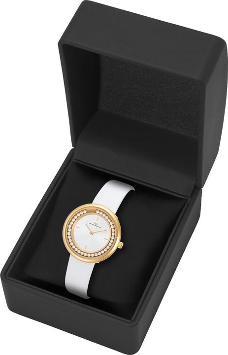 Immagine prodotto Orologio al quarzo da donna perla in vera pelle bianca - 32214 (Orologio da polso analogico, 32 mm)