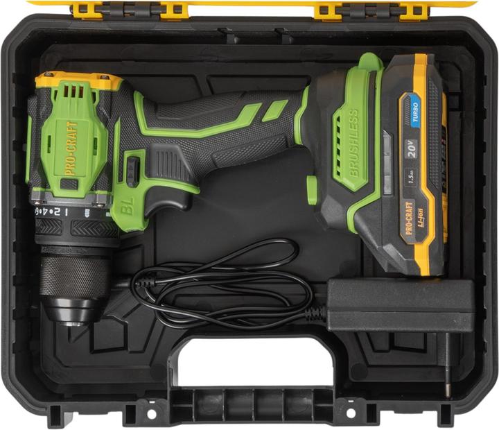 Produktbild Procraft PA18Pro Akku Bohrschrauber 20 V 30 Nm Brushless + 1x Akku 1,5 Ah + Ladegerät + Koffer