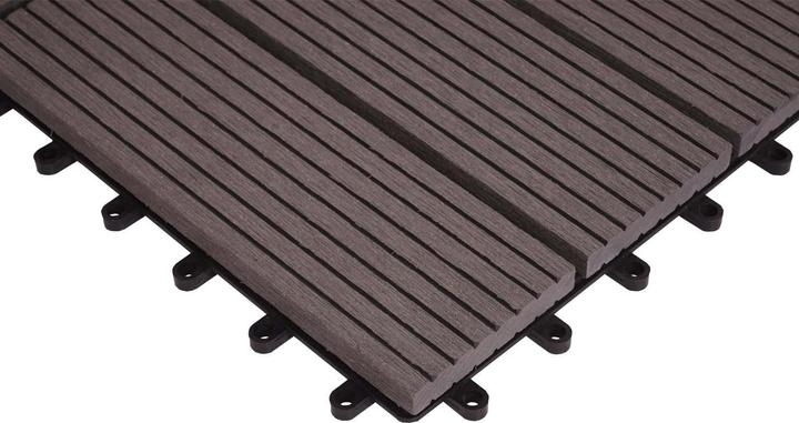 Image du produit Swisshandel24 WPC Carrelage d'angle Rhône + bordure, aspect bois terrasse, 30x30cm Premium angle droit, gris (1 x, 30 x 30 cm)