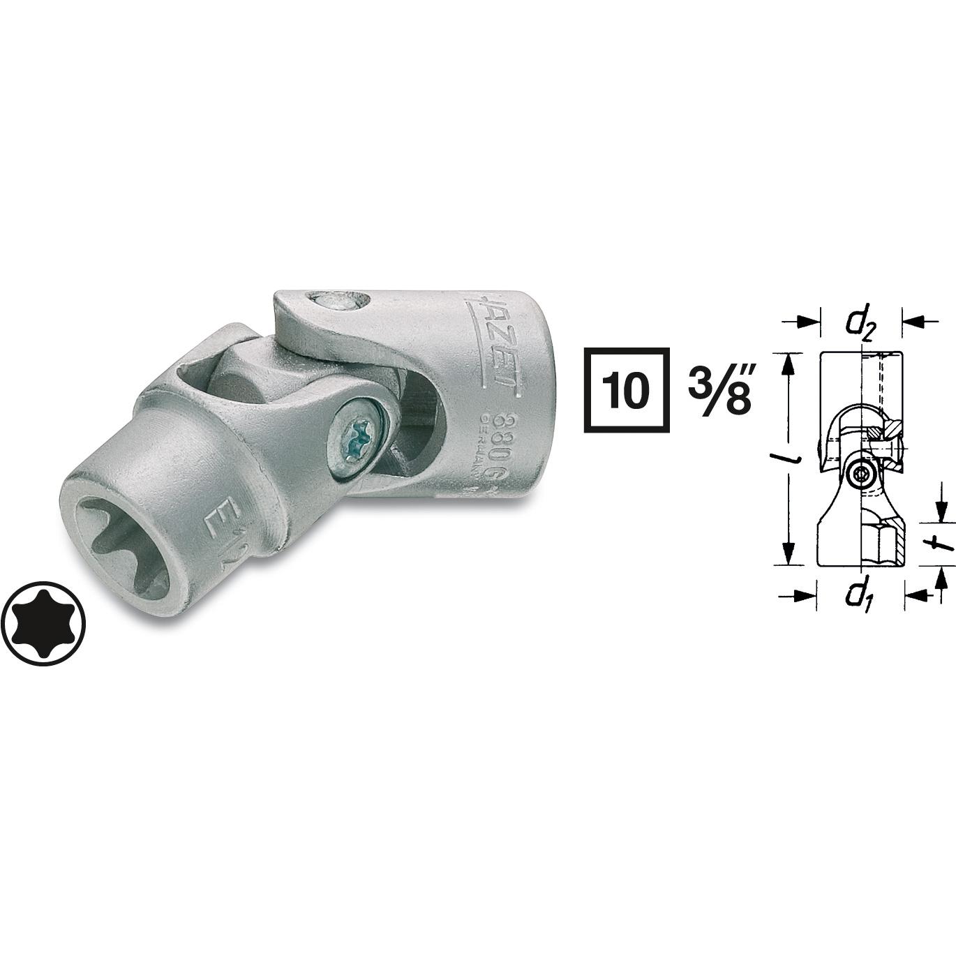 HAZET, Steckschlüssel + Stecknuss, Steckschlüsseleinsatz ∙ TORX 880G-E14 ∙ Vierkant10 mm (3/8 Zoll) ∙ Aussen TORX Profil...