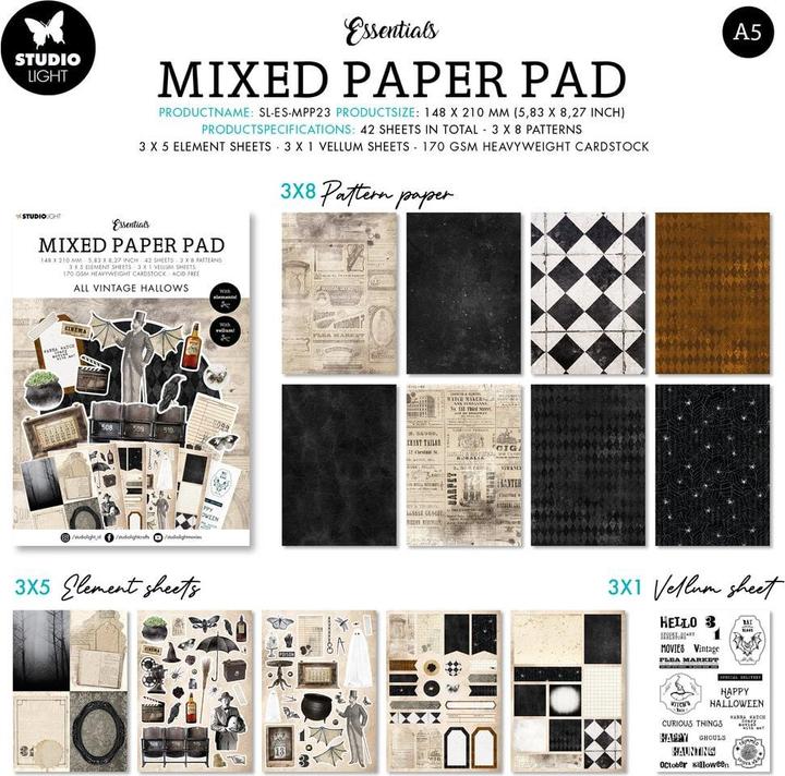 art by marlene Mixed Paper Pad "All Vintage Hallows" 42 Sheets Essentials (A5)