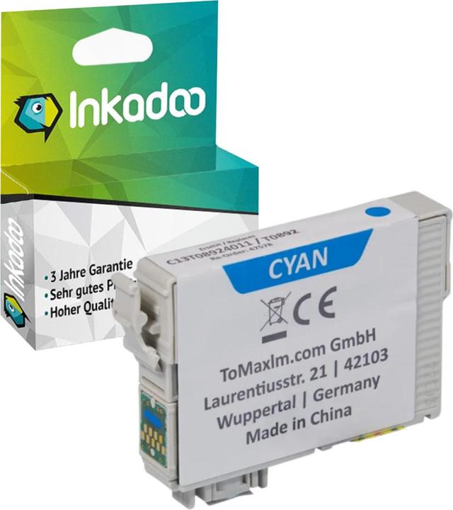 Actual product image Inkadoo Ink Cartridges compatible with Epson C13T12824011 / T1282 Ink Cartridge, cyan Cyan (C)