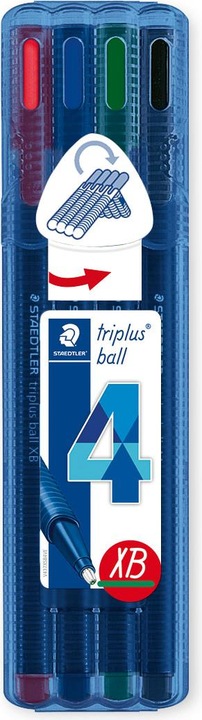 Actual product image Staedtler Biros triplus ball 437 XB, case of 4 ergonomic triangular barrel, line width: XB (4 colours, 1 x)