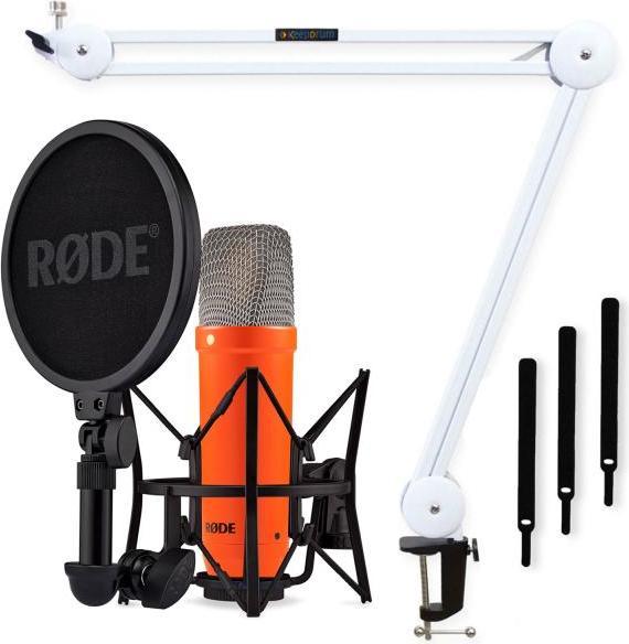 Produktbild RØDE Mikrofon NT1 Signature Orange mit Gelenkarm Weiss