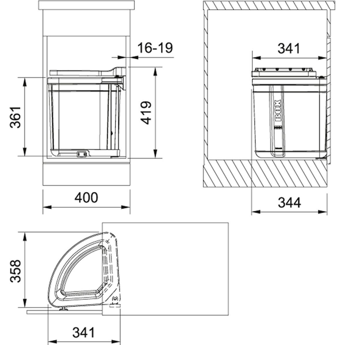 Thumbnail - Franke Kehricht-Schwenksystem -Sorter Pivot, Abfalleimer, Grau