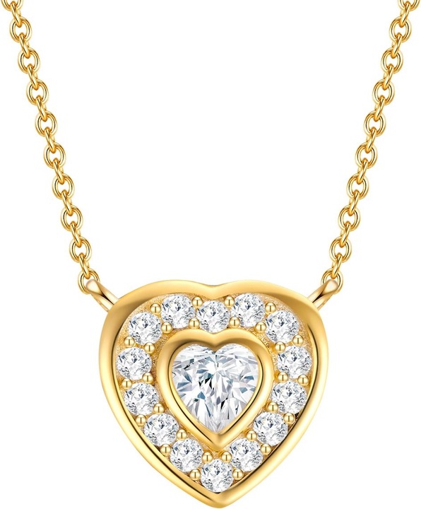 Rafaela Donata Damen Herz Sterling Silber Zirkonia Gelbgold 40,0 cm Basiskette + 5,0 cm Verlängerung - 33726 (Sterling Silber, 40 - 45 cm)