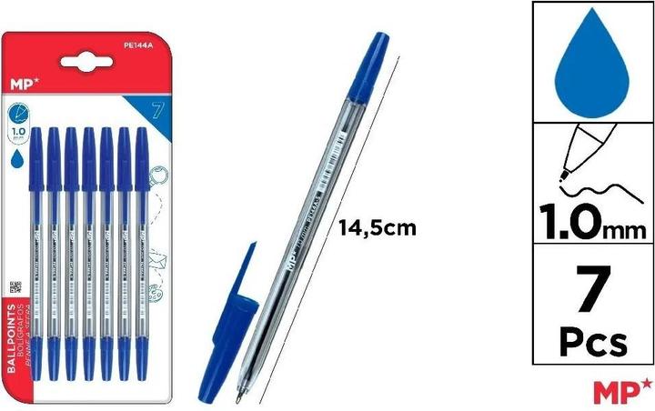 Produktbild Main paper Blauer Kugelschreiber 1,0 mm 7 Stk (Blau, 7 x)
