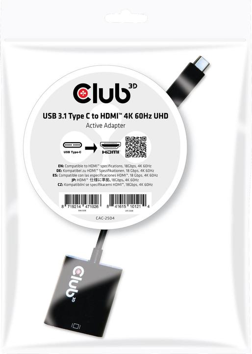 Actual product image Club 3D USB Typ-C zu (HDMI, 10 cm)
