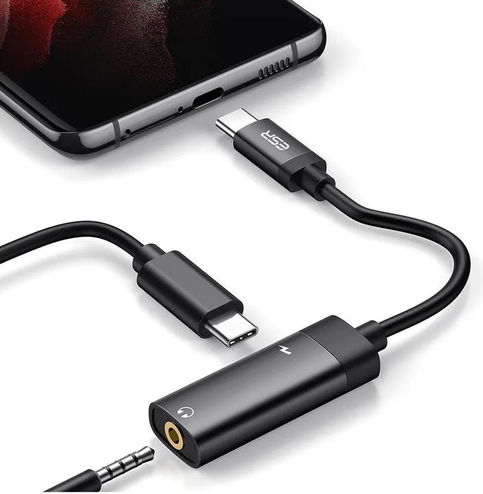 Actual product image ESR 2 in 1 USB-C to Headphone Jack Adapter (USB Type C, 3.5mm jack)