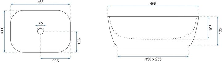 Actual product image Rea Umywalka Umywalka Nablatowa Belinda Biało Czarna (465 mm, 330 mm)