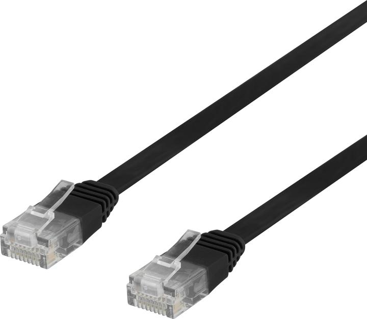 Actual product image Deltaco U/UTP Cat6 patch cable flat 0.3m 250MHz black (U/UTP, CAT6, 0.30 m)