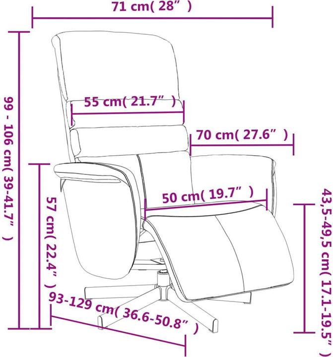 Produktbild vidaXL Relaxsessel mit Fussteil Creme Kunstleder,Farbe