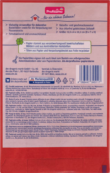 Valori nutrizionali e ingredienti dm Profissimo Sacchetti di carta (24 x)