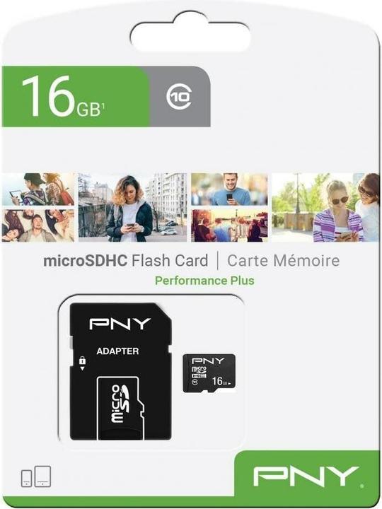 Productafbeelding PNY Performance Plus incl. adapter (16 GB, microSDHC, U1, UHS-I)