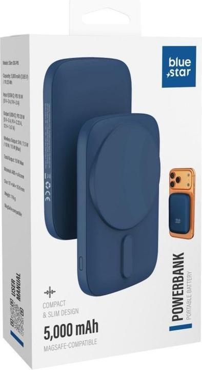 Produktbild Power bank Blue Star Powerbank compatible with MagSafe Blue Star Slim DG-P8 15W 5000 mAh navy blue (5000 mAh, 15 W, 19.25 Wh)