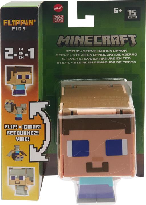 Produktbild Minecraft Flippin' Figure Steve + Iron Armor Steve