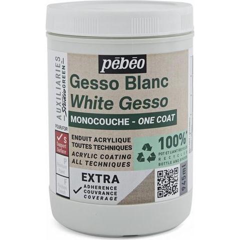 Pebeo, Künstlerfarbe + Bastelfarbe, Weisser Gesso-Einzelanstrich in Grün (Grün, 945 ml)