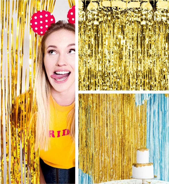 Productafbeelding Partydeco Feestaccessoire Gordijn 90 x 250 cm, Goud (1 Pcs.)