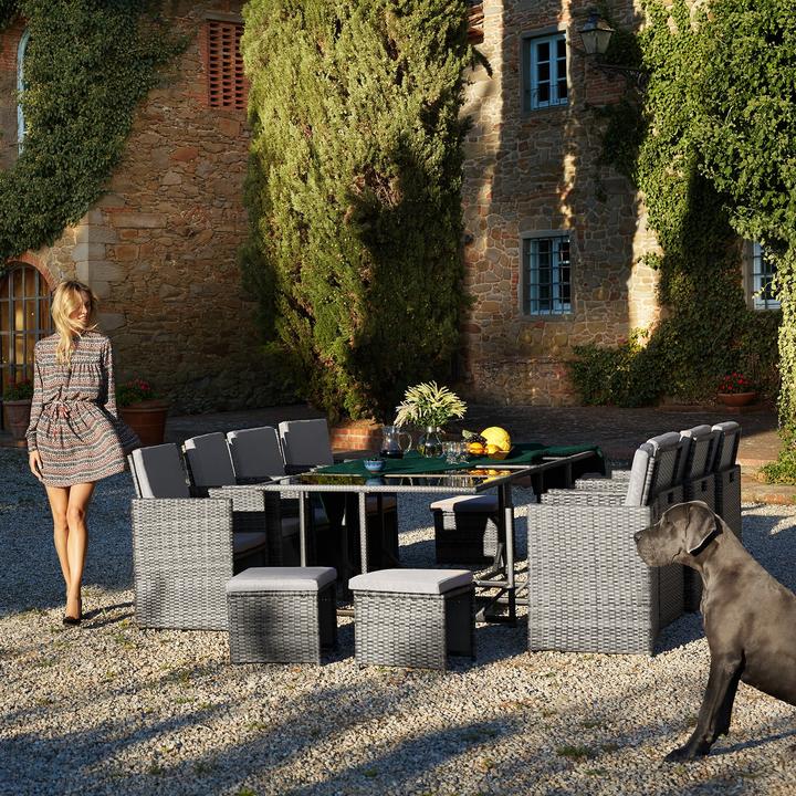 Immagine prodotto tectake Set da giardino in rattan Palma, 8+4+1