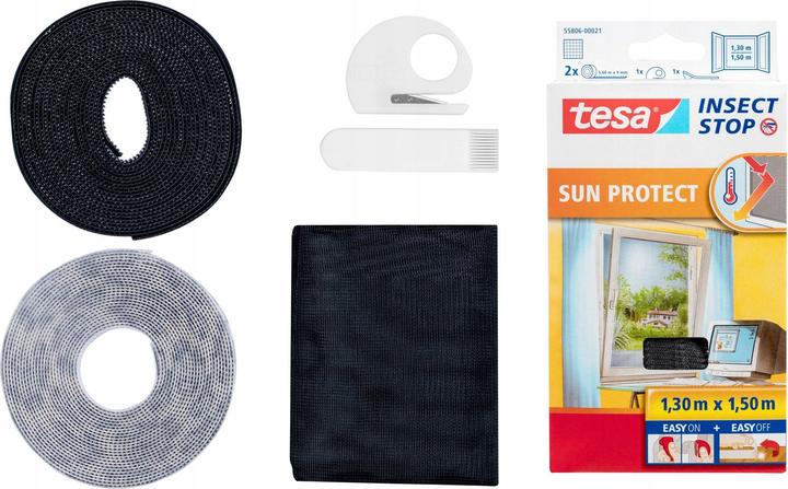 Produktbild tesa Insektenschutz COMFORT für Fenster, mit Klettband, selbstklebend, ohne Bohren (130 x 150 cm)
