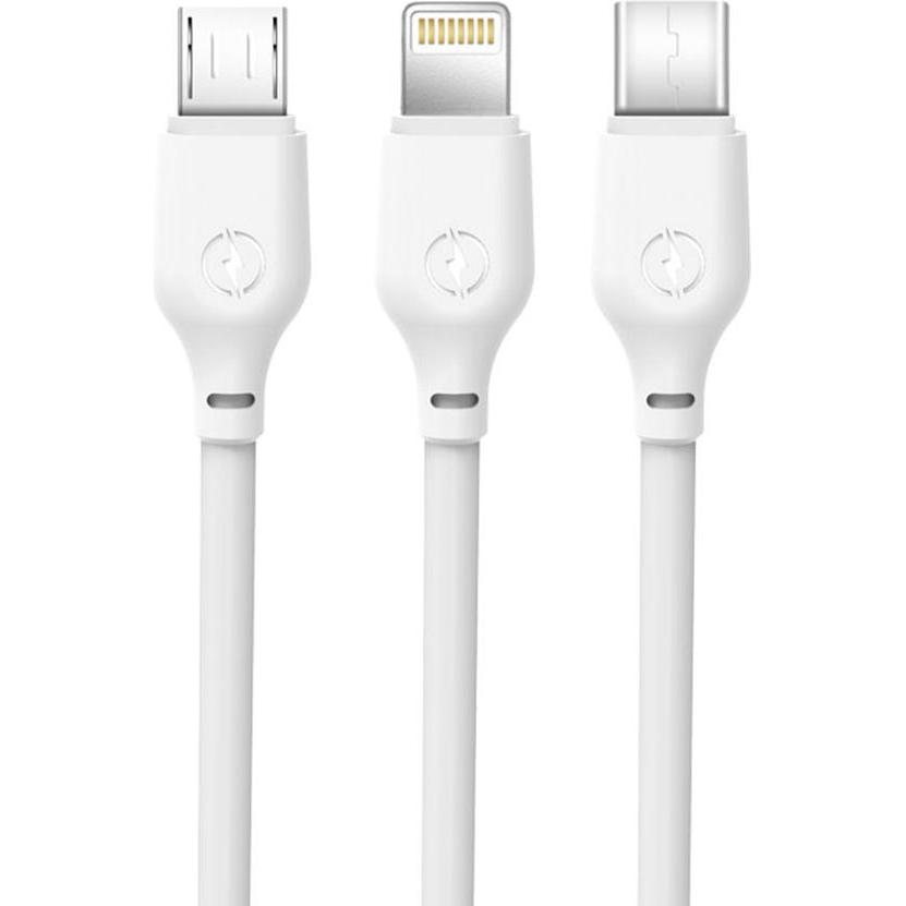 xO Kabel NB103 3in1 USB - Lightning + USB-C + microUSB 1,0 m 2,1A weiss (1 m, USB 3.1), USB Kabel