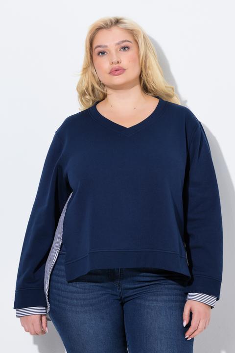 Produktbild Ulla Popken 2-in-1-Sweatshirt, V-Ausschnitt, Langarm (58)